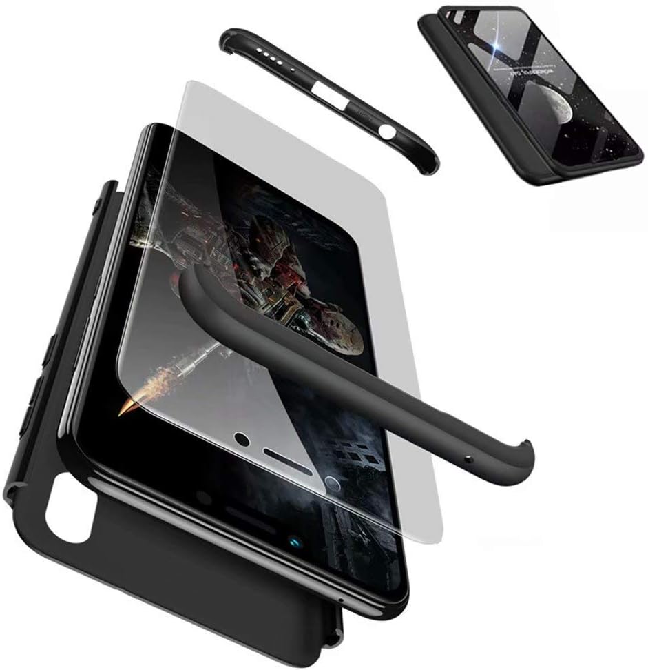 JJWYD replacement for Case Huawei Honor PLAY Case Ultra-Thin Case with [Screen Protector] Simple Stylish Fully Protective Cover - black