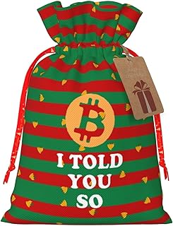 I Told You So Bitcoin Christmas Gift Bags, Santa Wrapping Bags, With Drawstring And Tags Reusable, Xmas Presents Bag, Holiday Party Favors, Birthday & Christmas Gift