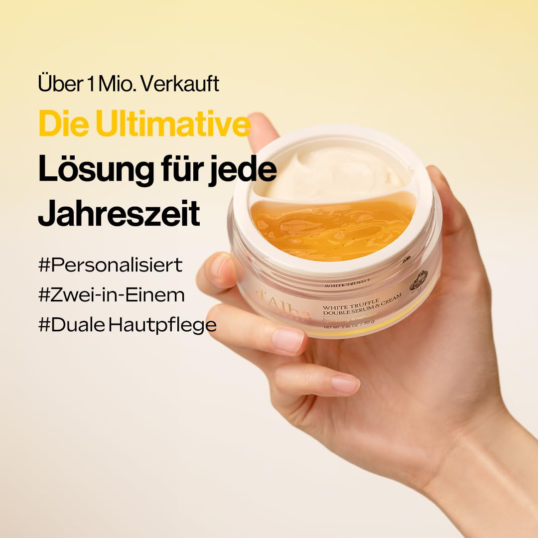d'alba Italian weißer Trüffel Double Serum & Cream, anpassbare 2-in-1-Intensivpflege, Creme für Hautstraffheit und Glanz, milde und vegane Doppelcreme Koreanische Hautpflege (70g (1er Pack))