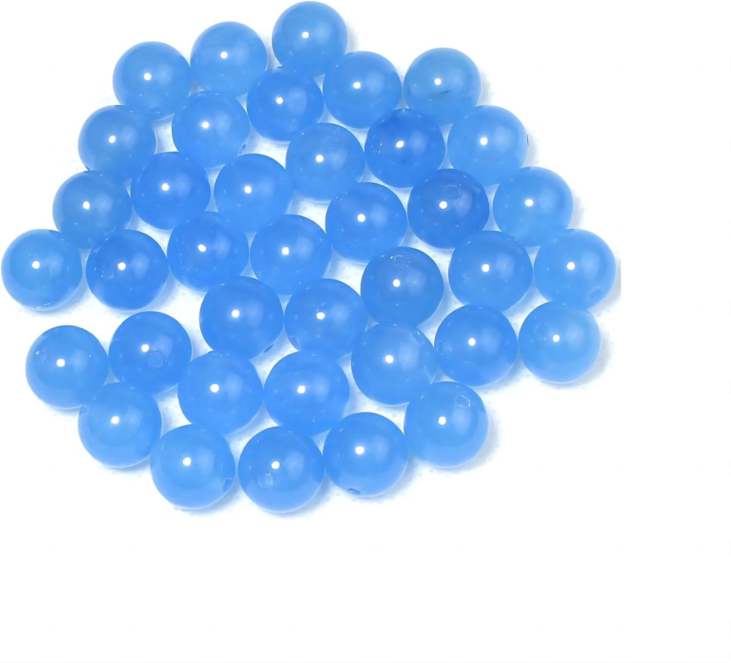 Natural Aquamarine Chalcedony Round Loose Beads for Jewelry Making DIY Bracelet Necklace (6mm) Aquamarine Color Jade 6mm