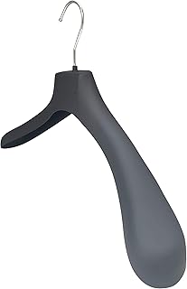 Kiroplast 10 perchas de goma antideslizantes con hombros anchos (42 cm), color negro, acabado texturizado, fabricado en Italia