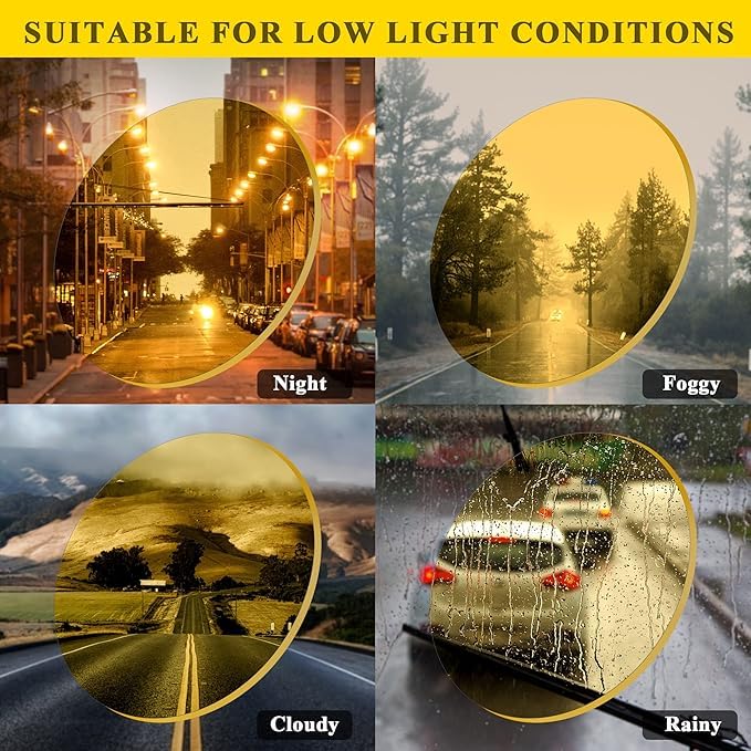 Image of Night Vision Driving Glasses - Anti Glare HD Polarized Yellow Tinted Sunglasses for Men & Women