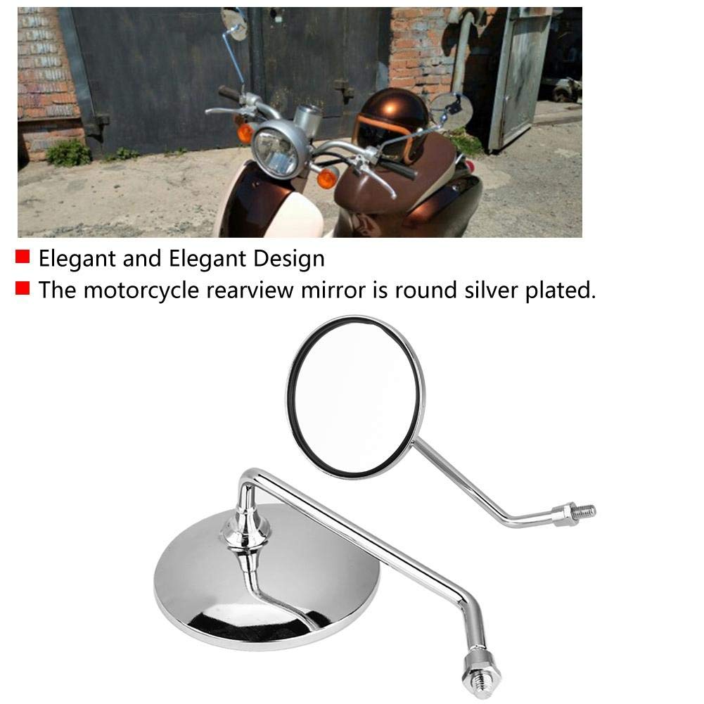 pour motorcycle mirrors 6mm Rétroviseur Latéral Moto, EBTOOLS 2Pcs / Set 10mm Placage Rond Argent Rétroviseur Moto Rétroviseur Latéral Gauche et Droit (Argent)
