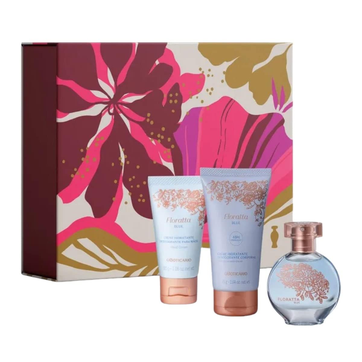 O Boticário Floratta Blue Mini Gift Set, Eau de Toilette, 1 oz, Body Lotion 2.64oz & Hand Lotion 1oz (3pc Kit)