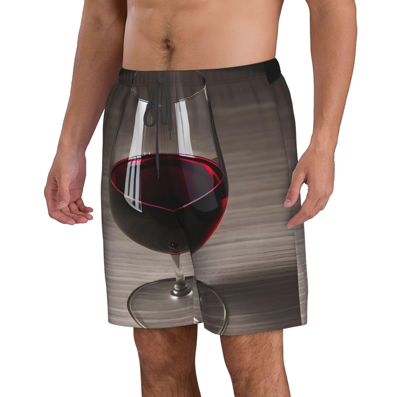 Wine Bottle Glass Men's Swim Trunks Quick Dry Board Shorts with Pockets Beach Shorts Bathing Suits for Men