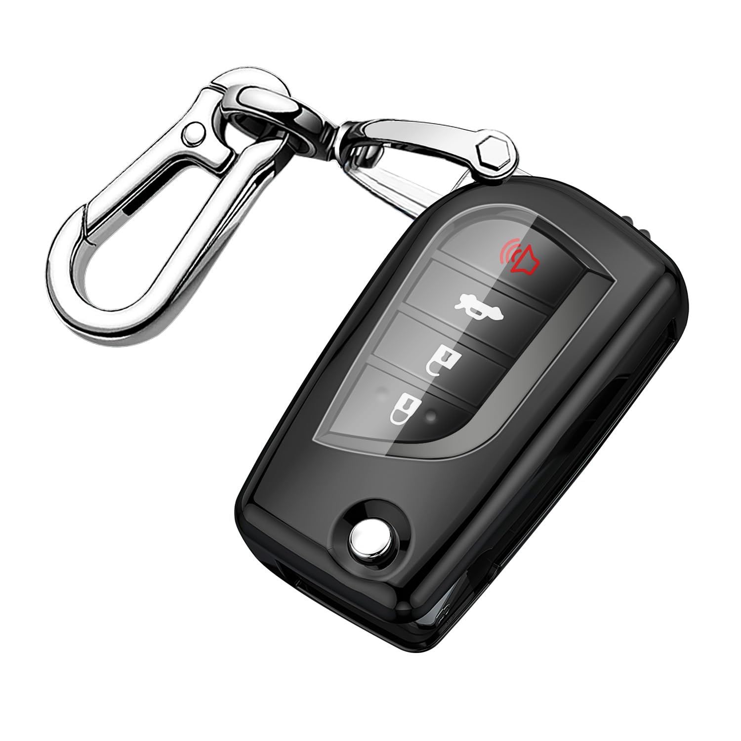 QBUC for Toyota Key Fob Cover Compatible with Toyota Fortuner Tundra Camry RAV4 Highlander Corolla Smart Key Sliver