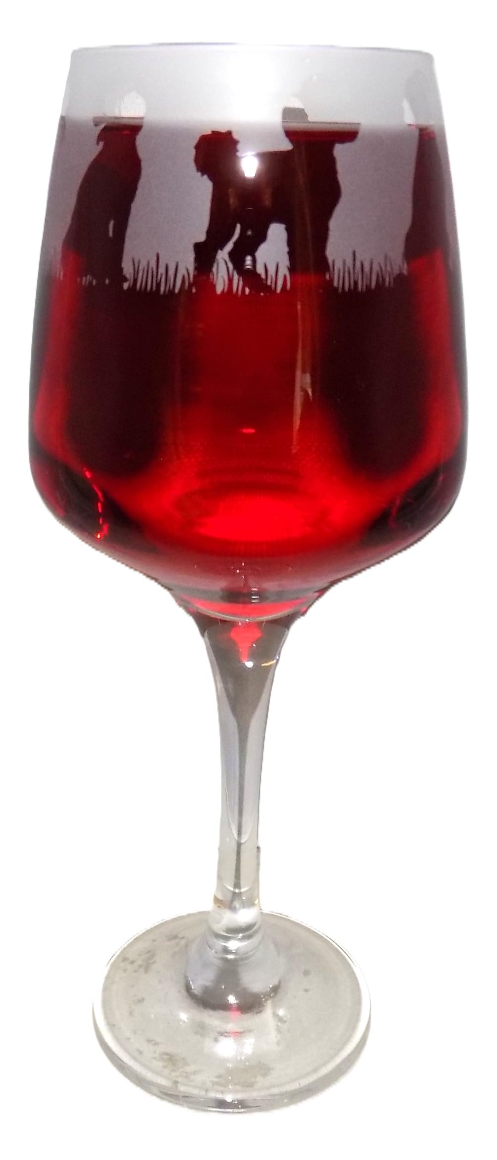 Poodle Hand Etched Stemmed Wine Glass