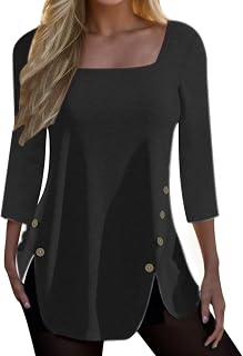 Yusealia Women Blouse Short/Long Sleeve Tops for Work UK Womens Tops Three Quarter Sleeves Women's Long Sleeve Slim Fit Cute Tops Crew Neck Half Sleeve Tee Shirts