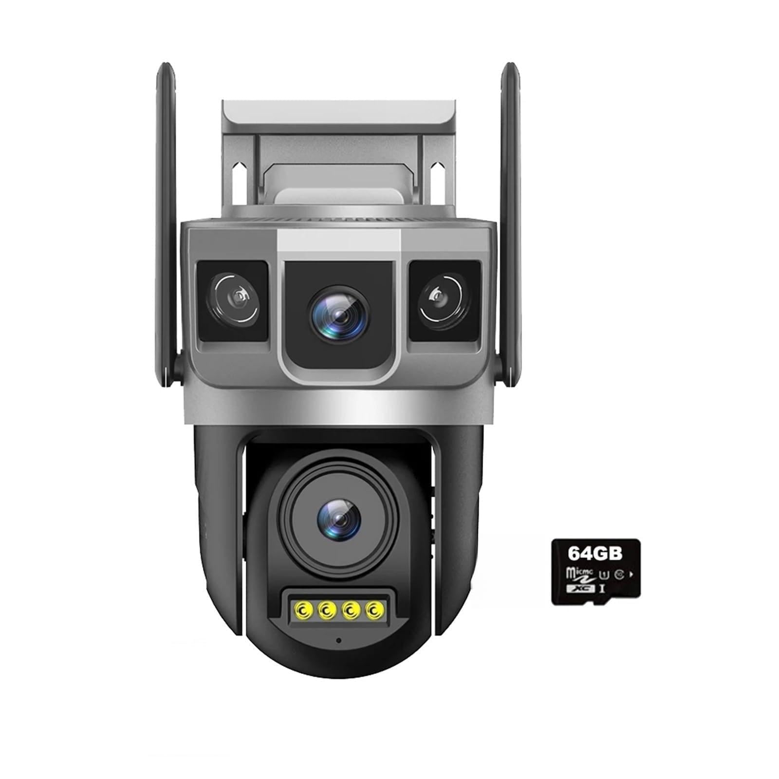JVDDI IP Camera WiFi 4MP 6K Dual Lens Triple Screens Smart Network Wireless Monitor Security Protection CCTV Home Cameras(WiFi Cam 64GB Card)