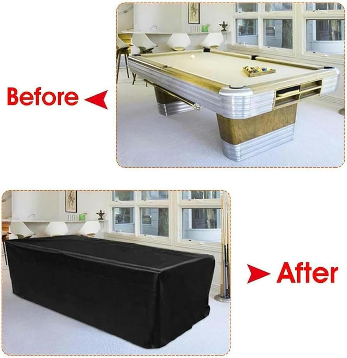 Pool Table Cover Waterproof Billiard Cover, Full Protection Polyester Fabric Billiard Table Cover For Snooker And Billiard Tables(7FT)