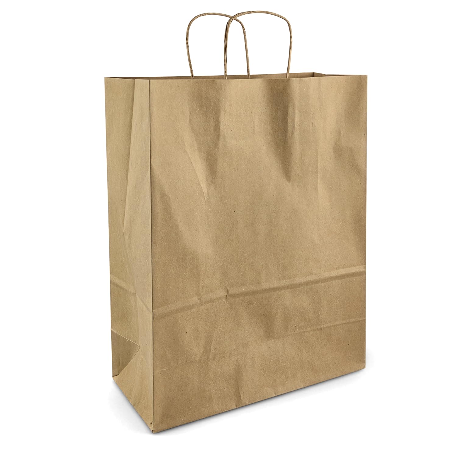 Netuno 200 sztuk brązowych torebek z papieru typu kraft z uchwytem, 32 x 12 x 40 cm, z dnem krzyżowym, torebki na zakupy z papieru typu kraft, brązowe z zakładką dna, torebki na prezenty, torebki papierowe, torebki papierowe nadają się do recyklingu