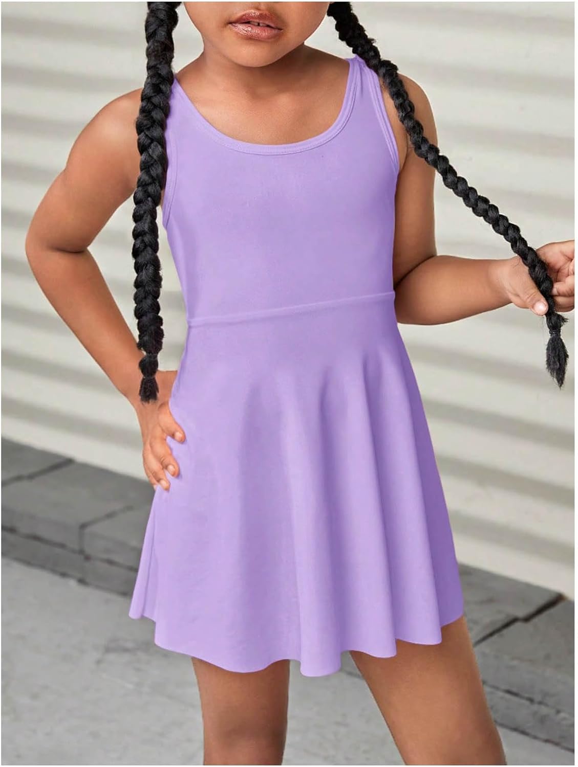 WDIRARA Girl's Tennis Dress Sleeveless Crisscross Back Athletic Workout Tank Dresses - Image 4