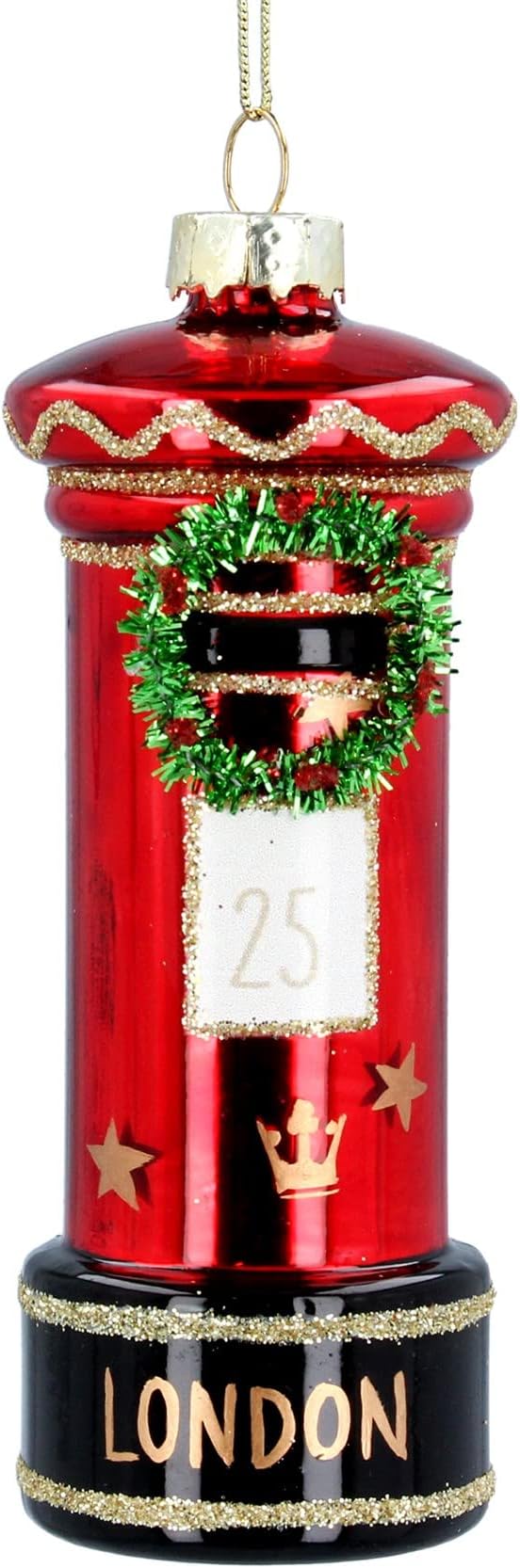 London Glass Post Box Hanging Decoration