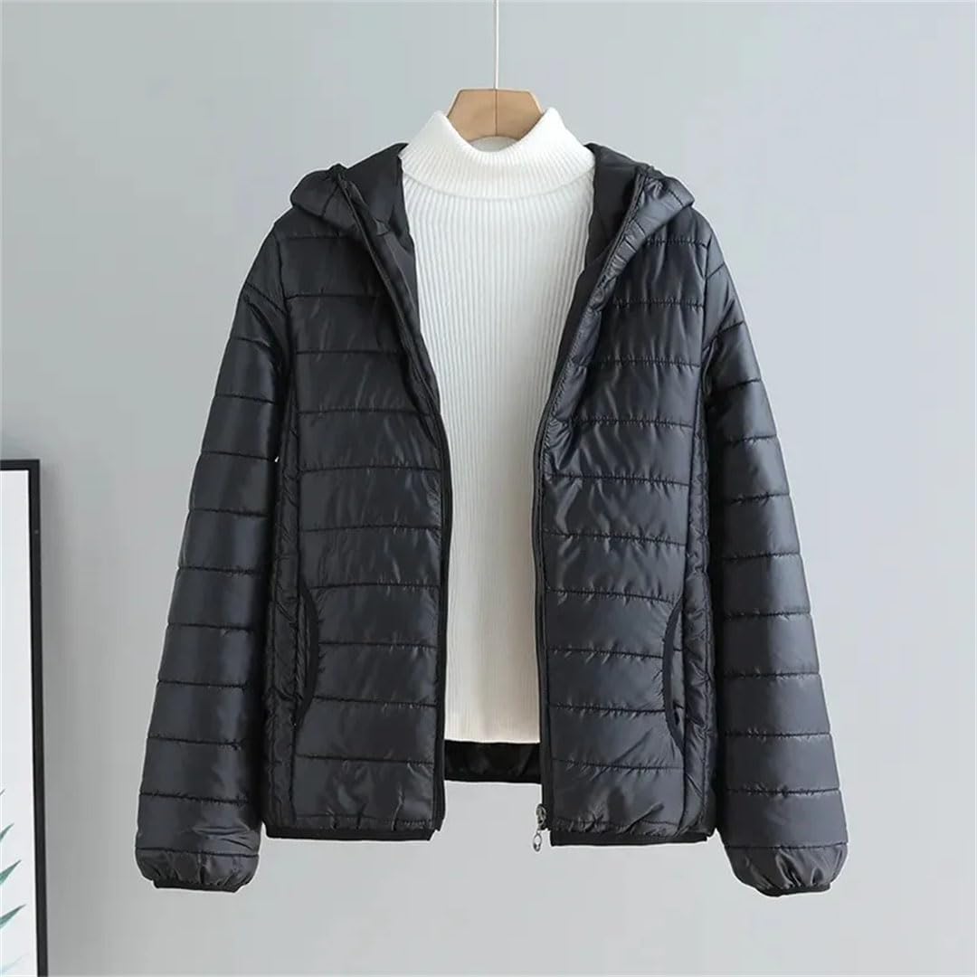 Damski zimowy cienki ciepły bawełniany płaszcz krótki jednolity kolor studencka odzież wierzchnia z kapturem puchowa bawełniana kurtka wyściełana puffer parki czarny 1 3XL, czarny1, 3XL