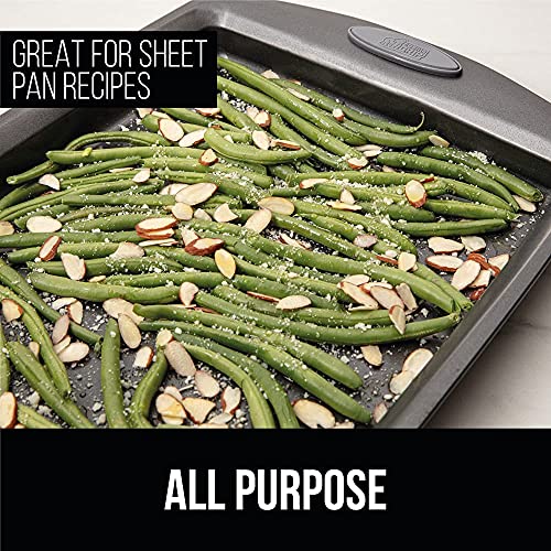 Gorilla Grip Cookie Sheets For Baking, 17.3X11.75 Inch, Set Of 2, Large Non Stick Pans, Stays Flat In Oven, Perfect For Sheet Pan Meals, Easy Clean Up, Cooking Tray With Silicone Handles, Gray #TOP6