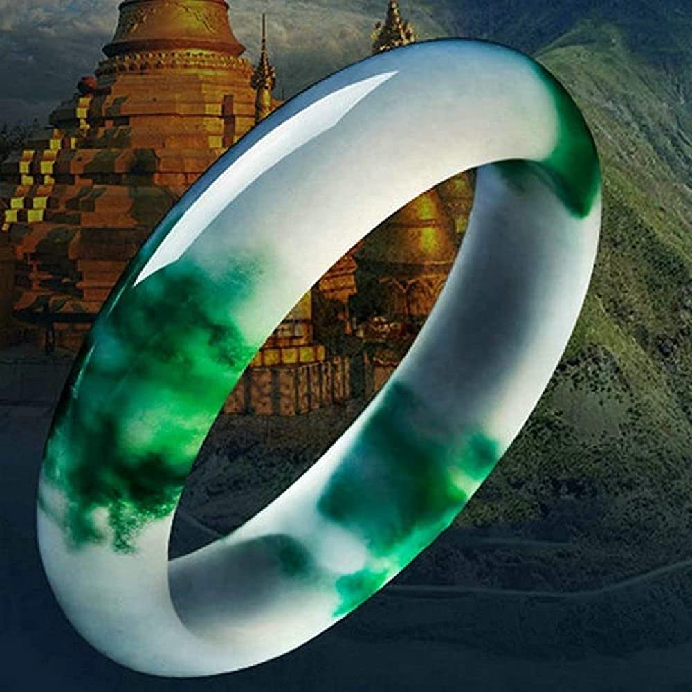 Braccialetto da donna in giada, bracciale da donna, bracciale in giada verde naturale con fiori galleggianti, bracciale in giada quarzite, bracciale in giada di bellezza fine 56-62 mm, 62 m(56mm