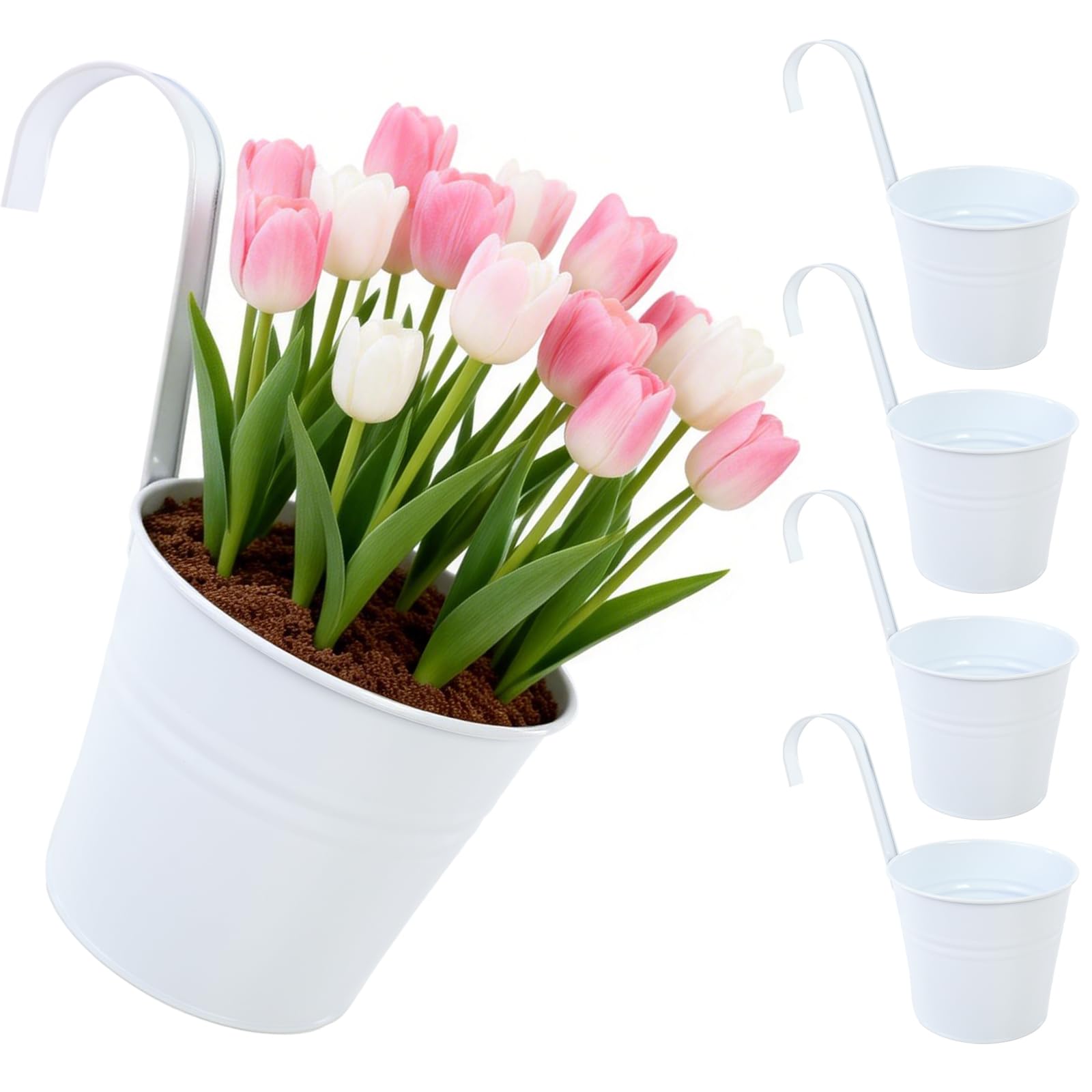 CITÉTOILE - Juego de 4 Macetas Colgantes Grandes con Agujero de Drenaje y Asas Extraíbles - Set Multicolor para Plantas Colgantes de Balcón, Terraza o Interior, Modelo 03 — view 9