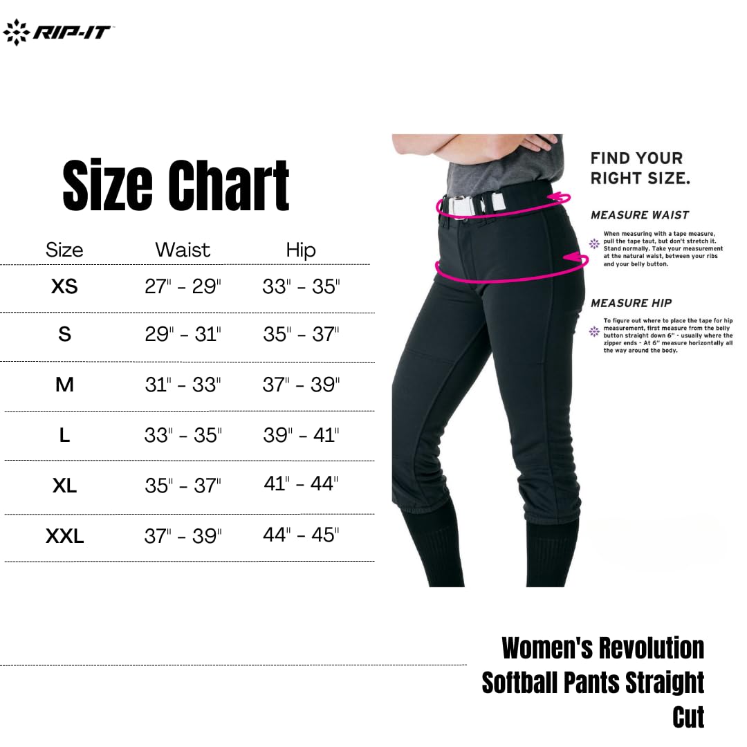 RIP-IT Straight Revolution Softball Pants for Women - Elevate Your Game with with Tailored Leggings Designed for a Sleek Fit, Perfect for Running, Diving, and Sliding White