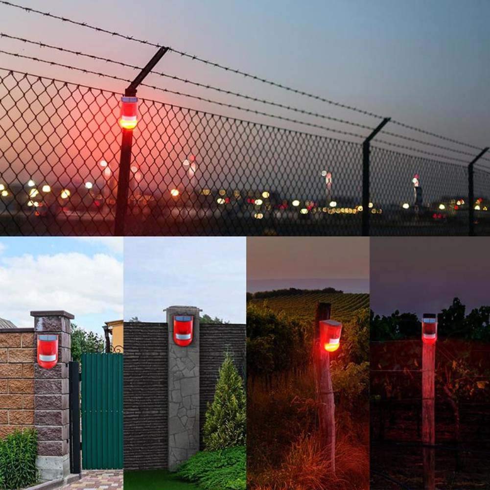 Zeerkeer Solar Alarm Licht Solar Klingen Alarm Stroboskop Blinkende Led-Licht, IP65 Wasserfest 110dB laut Sicherheit Alarmanlage für Persönliche Farm Villa Apartment Outdoor Yard Alarm/2 Stück