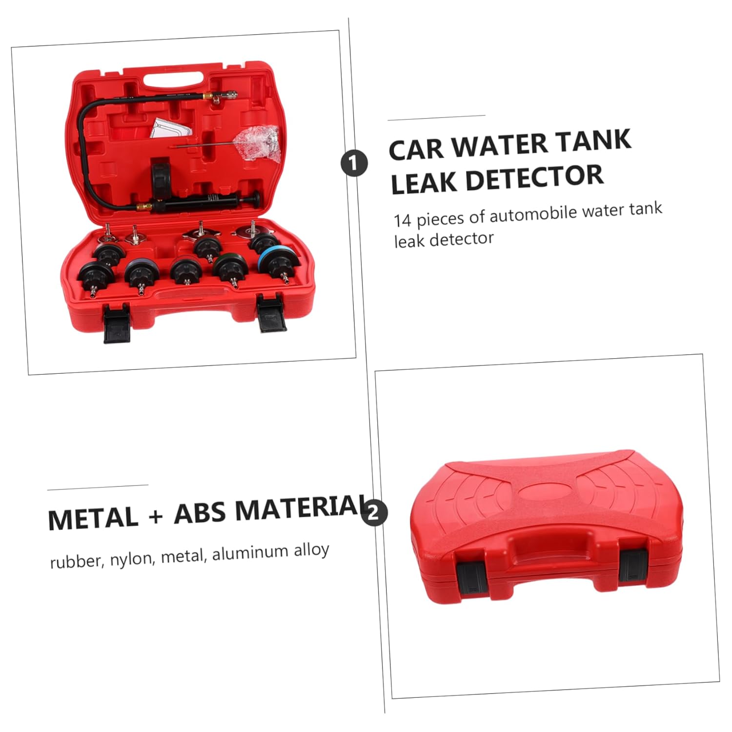 1Set Automobile Cooling System Tester Water Tank Detector Kit for Pressure Leakage Testing Fit for Models Head Resistant Connector