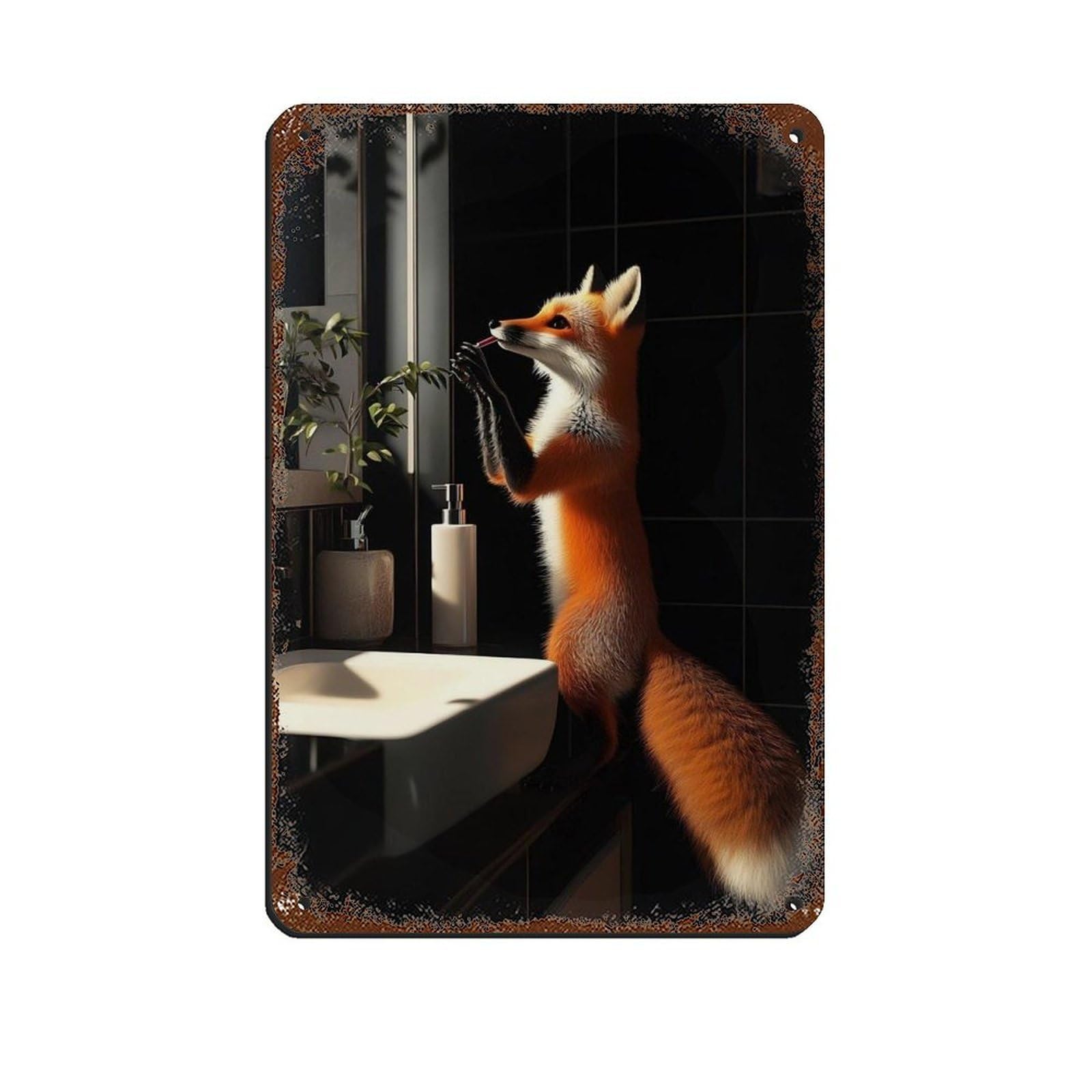 Adorable Fox, Cute Fox for Bathroom Retro Poster Metal Tin Sign Chic Art Retro Iron Painting Bar People Cave Cafe Family Garage Poster Wall Decoration 8x12inch(20x30cm)