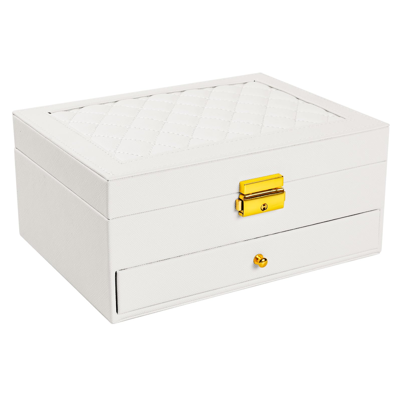Jewelry Box 2 Layer Jewelry Organizer with Velvet Earring Organizer Jewelry Holder Organizer Travel White Jewelry Boxes for