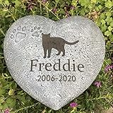 Claratut Personalized Dog Pet Memorial Stone, Heart Shaped Dog Cat Pet Grave Marker, Pet Paw...