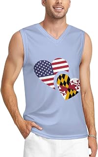 U.S. Maryland Flag Fashion Men's Tank Tops Mesh Sleeveless Vest Workout T-Shirts Basketball Jersey