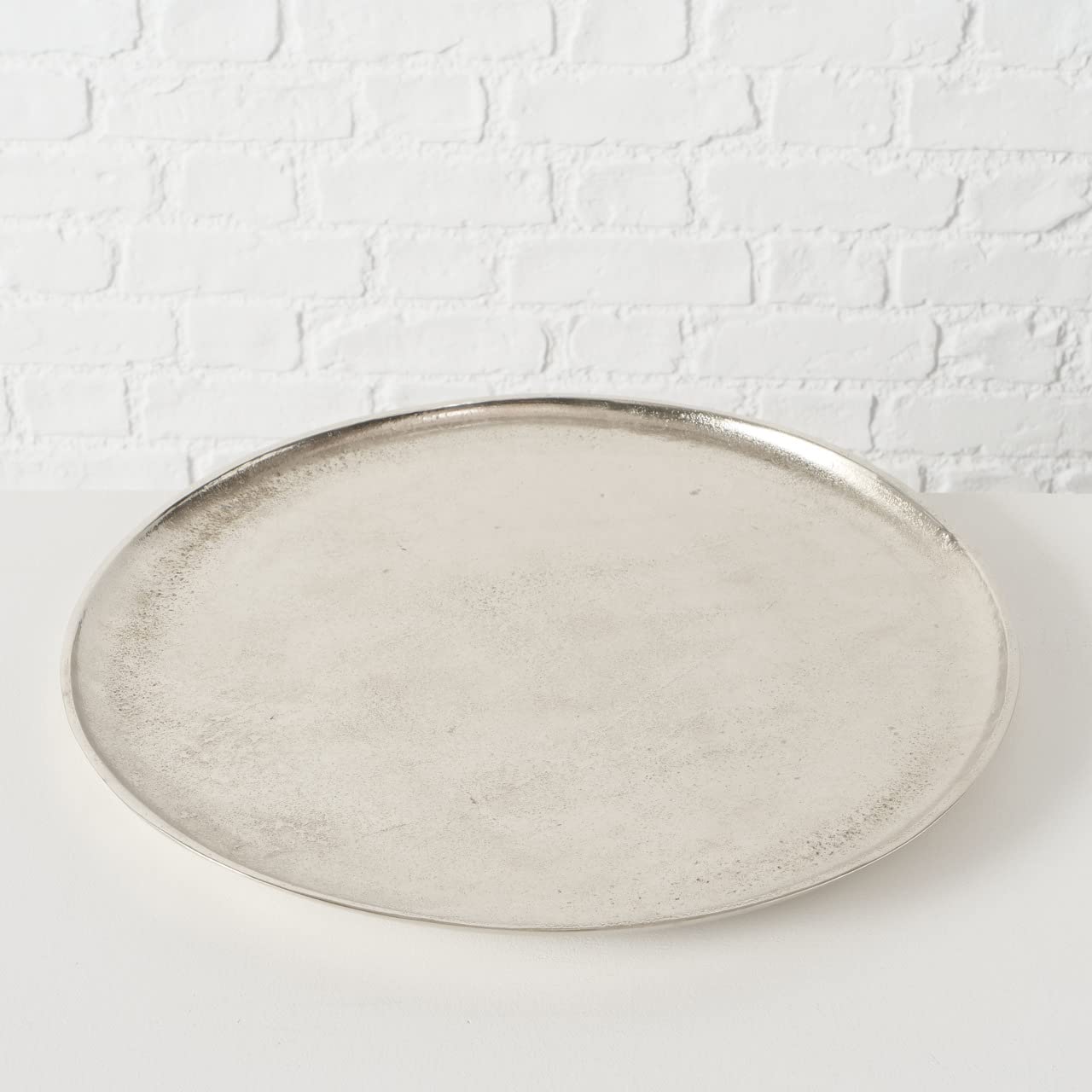 Deko Tablett Aluminium vernickelt Silber Ø 42 cm