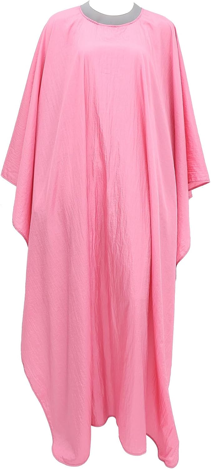 Portable Pink Hair Cutting Cape Made of Fabric with Snap Closure Prevents Hair from Falling into Collar at Home