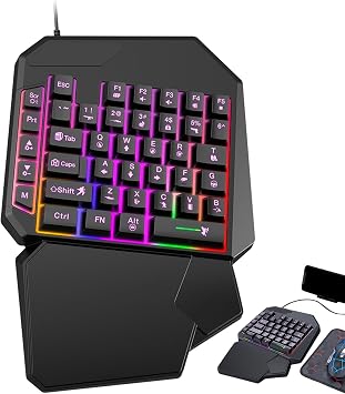 Ergonomic Gaming Keyboard - One Hand Gaming Keyboard, TF900 Small Gaming Keypad | Programmable Cell Phone Keyboard, Natural Ergonomic Split Keyboard for Computer Desktop PC Gamers