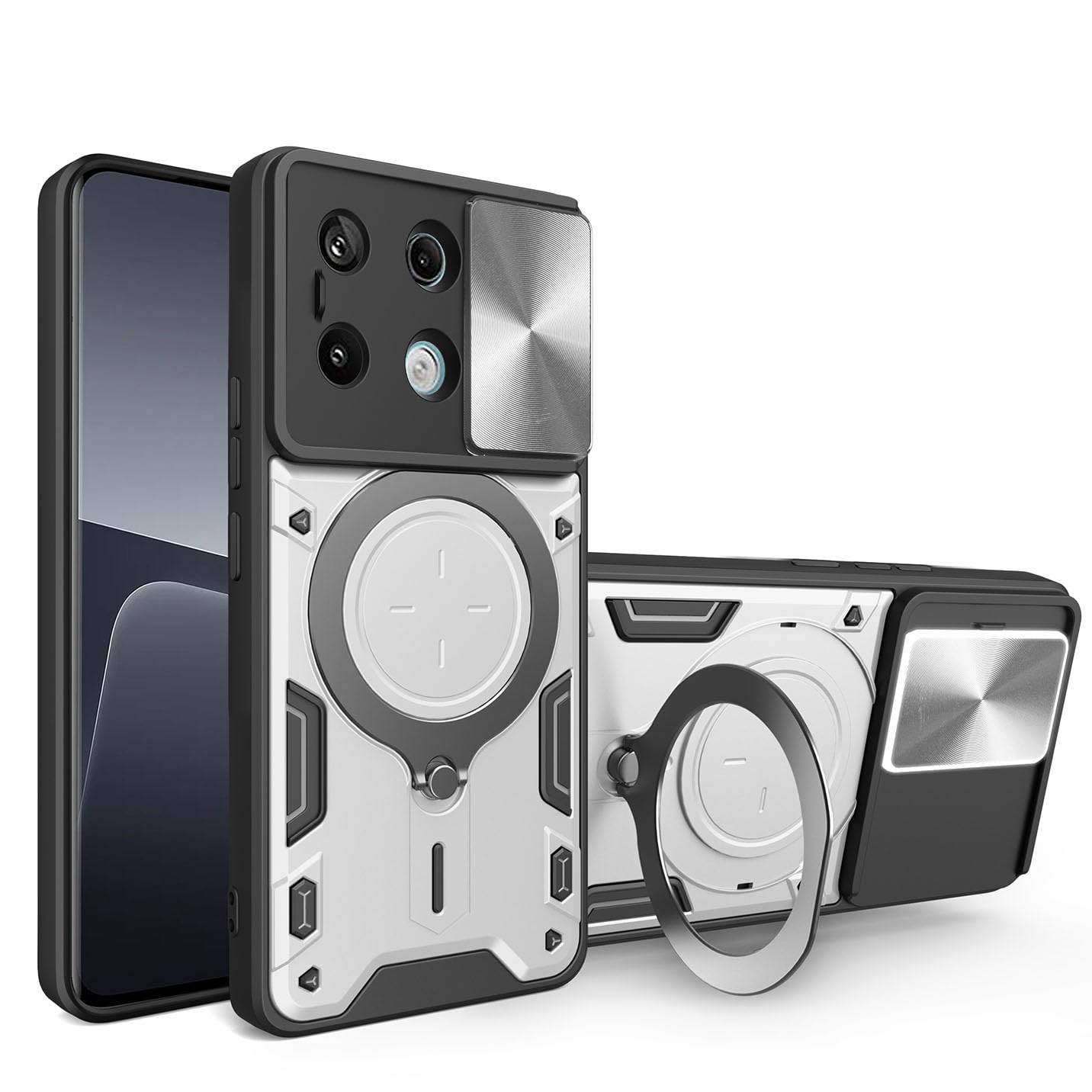 BORYA Cover Per Xiaomi Redmi Note 13 Pro+ Plus 5G, Custodia In Silicone PC+TPU Con Supporto Magnetico E Protezione Fotocamera, Rossa