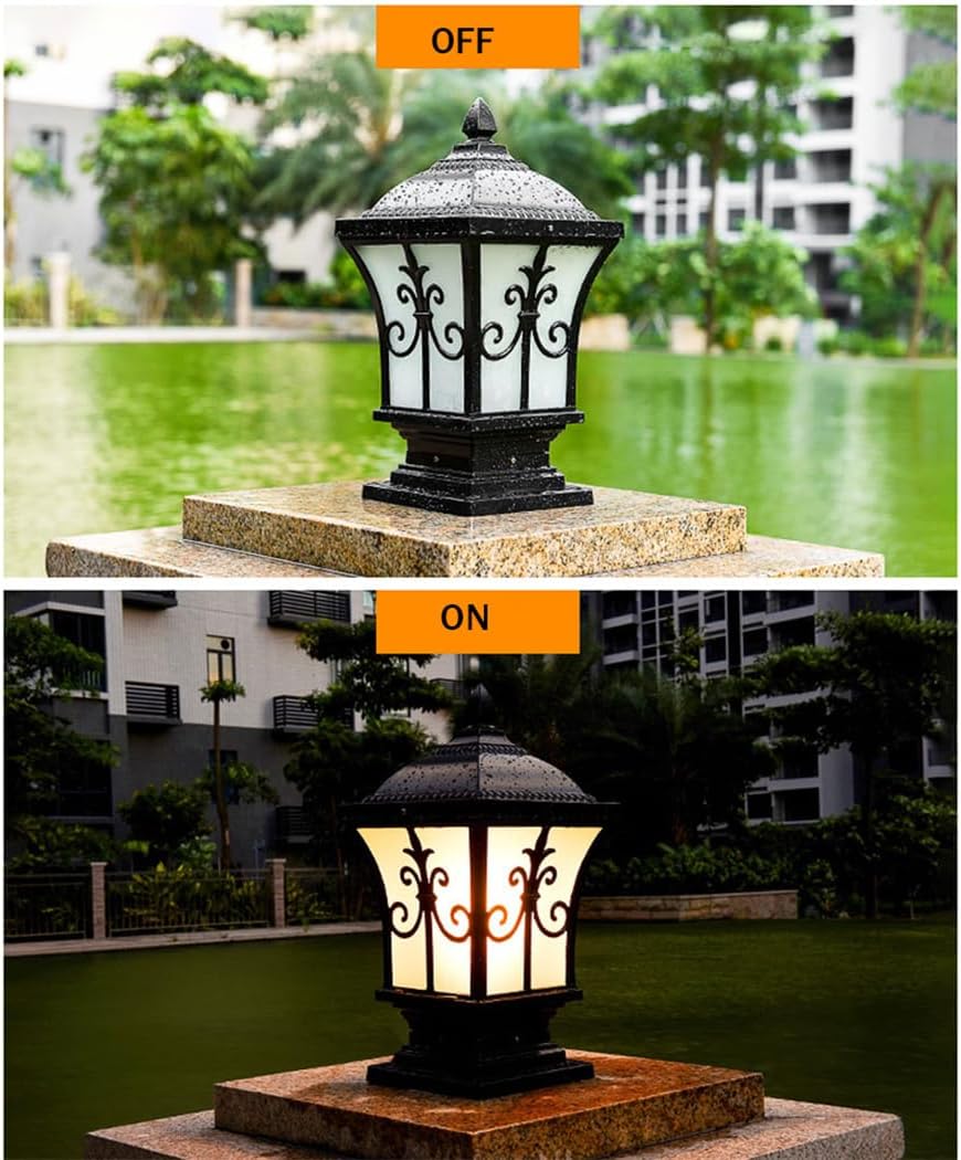 Pillar Light Garden Decoration Pillar Lights 1 Pack Post Cap Light with Acrylic Lampshade Post for Pole Fence Deck Garden Yard Patio Porch Outdoor Decor, Warm White E27