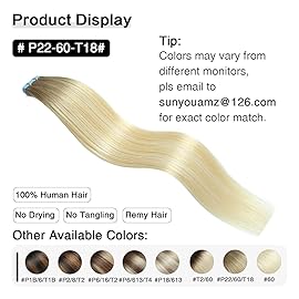 SUYYA Tape in Hair Extensions Human Hair Balayage Ash Blonde to Medium Blonde and Platinum Blonde 40g/pack 20pcs Straight Seamless Skin Weft Tape in Real Human Hair Extensions(14inch P22/60/T18)