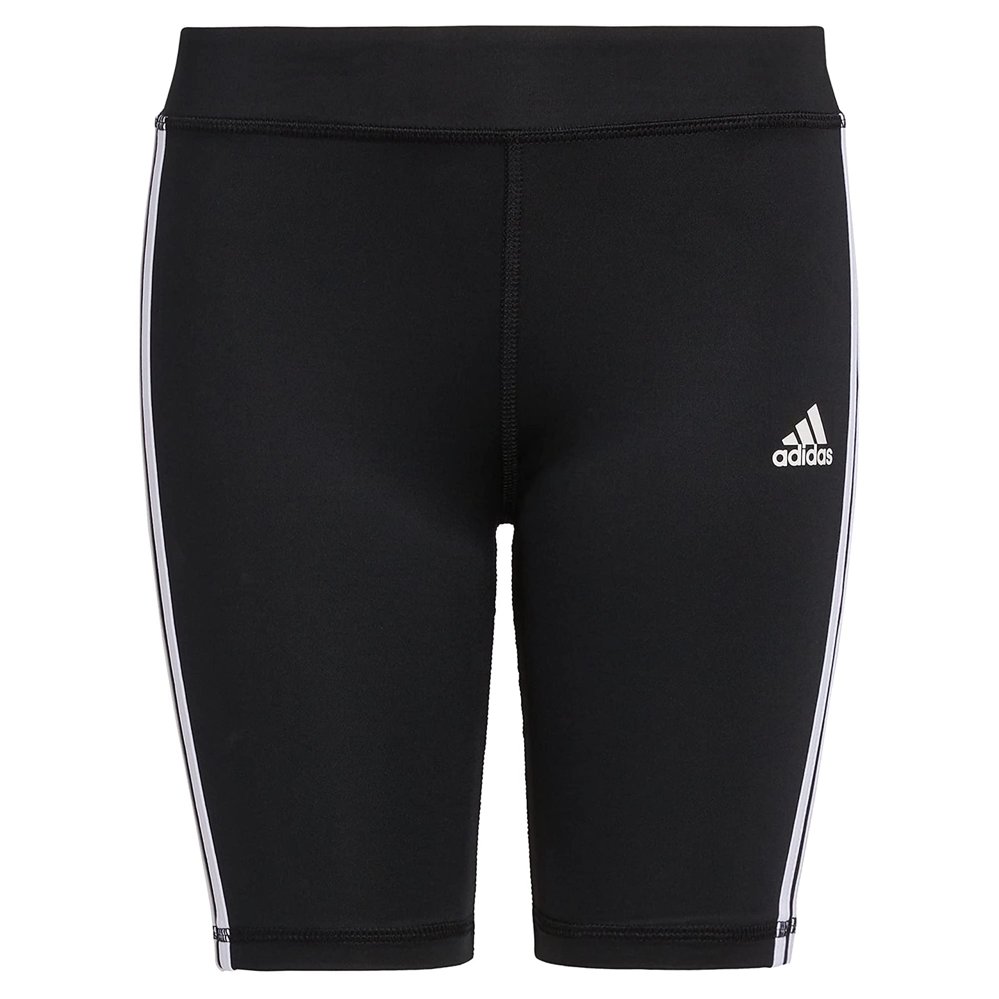 adidas Girls' Little Detached Waistband 3 Stripe Bike Short, Black, Small (7/8)