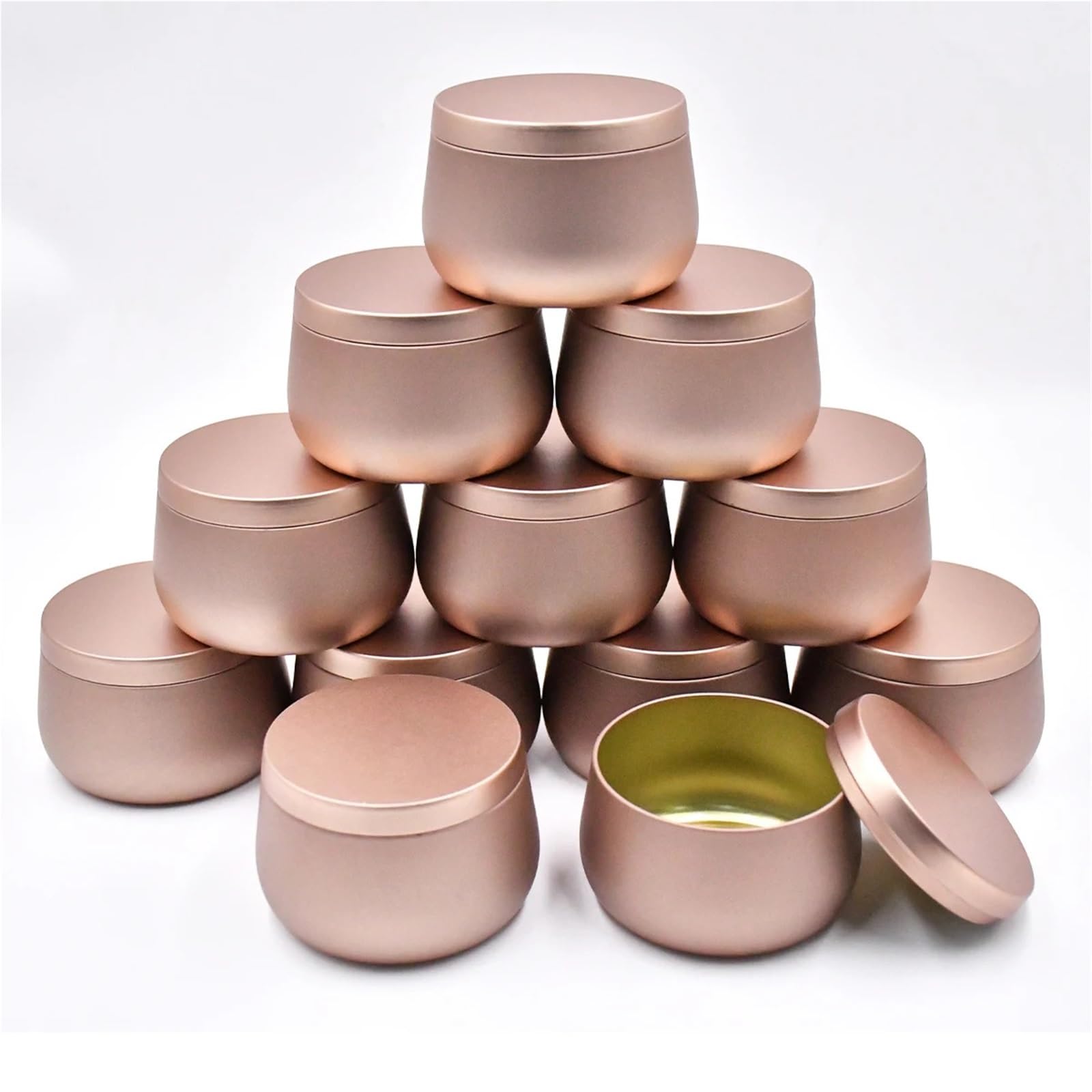 Xinglongs Candle Tin 24PCS Multi-Purpose Tins 24pcs 4Oz Metal Candle Tins with Lids - DIY Candle Making Kit, Versatile Storage(Rose Gold)