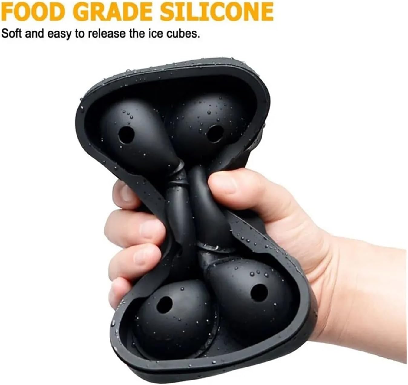 Ice Cube Trays Silicone Sphere Ball Maker With Lid For Whiskey And Cocktails Bourbon Reusable And BPA Free(2pcs)