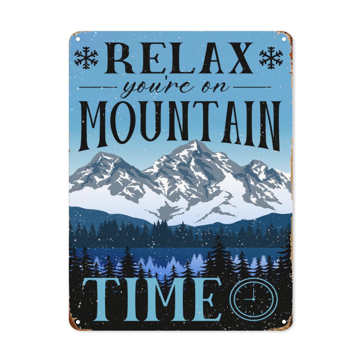 peiyeety Retro Cold Winter Metal Sign Relax You're on Mountain Time Signs Metal Tin Sign Use Indoor/Outdoor Great Ski Resort Decor and Gift for Winter Sports Lover 8X12 Inch