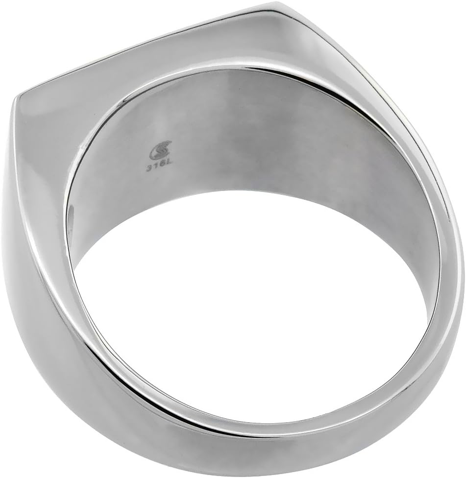 Surgical Stainless Steel Rectangular Signet Ring Solid Back Flawless Finish 1/2 inch Sizes 8 to 13 - Image 4