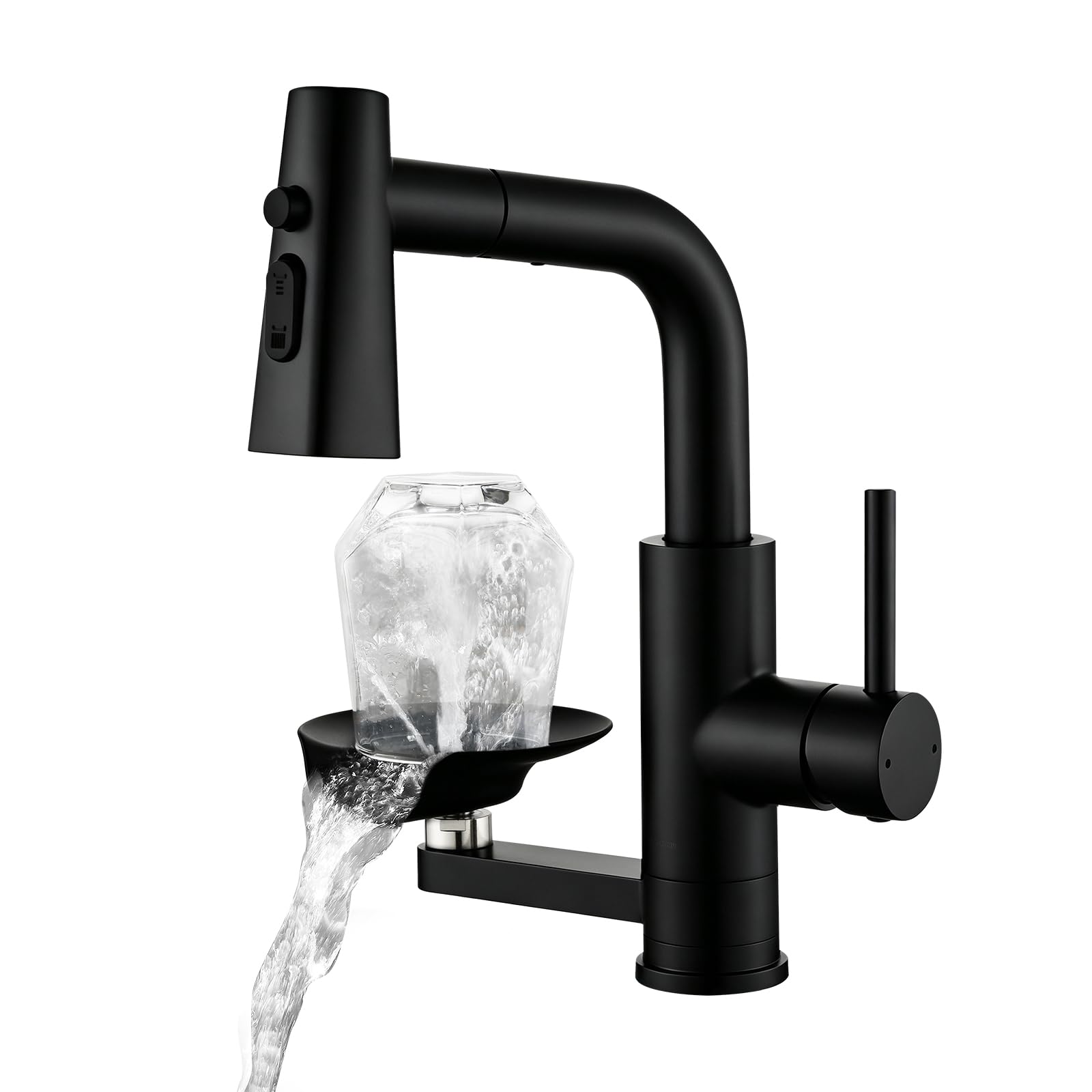 Grifo de Cocina Extraible con Lavavasos, 3 Modos, Torneira Cozinha Negro | LakeBayMZC Grifos Cocina Fregadero Monomando con Lavatazas, 3 Chorros, Giro 360°, acero 304 Cepillado Cocina Bar Baño