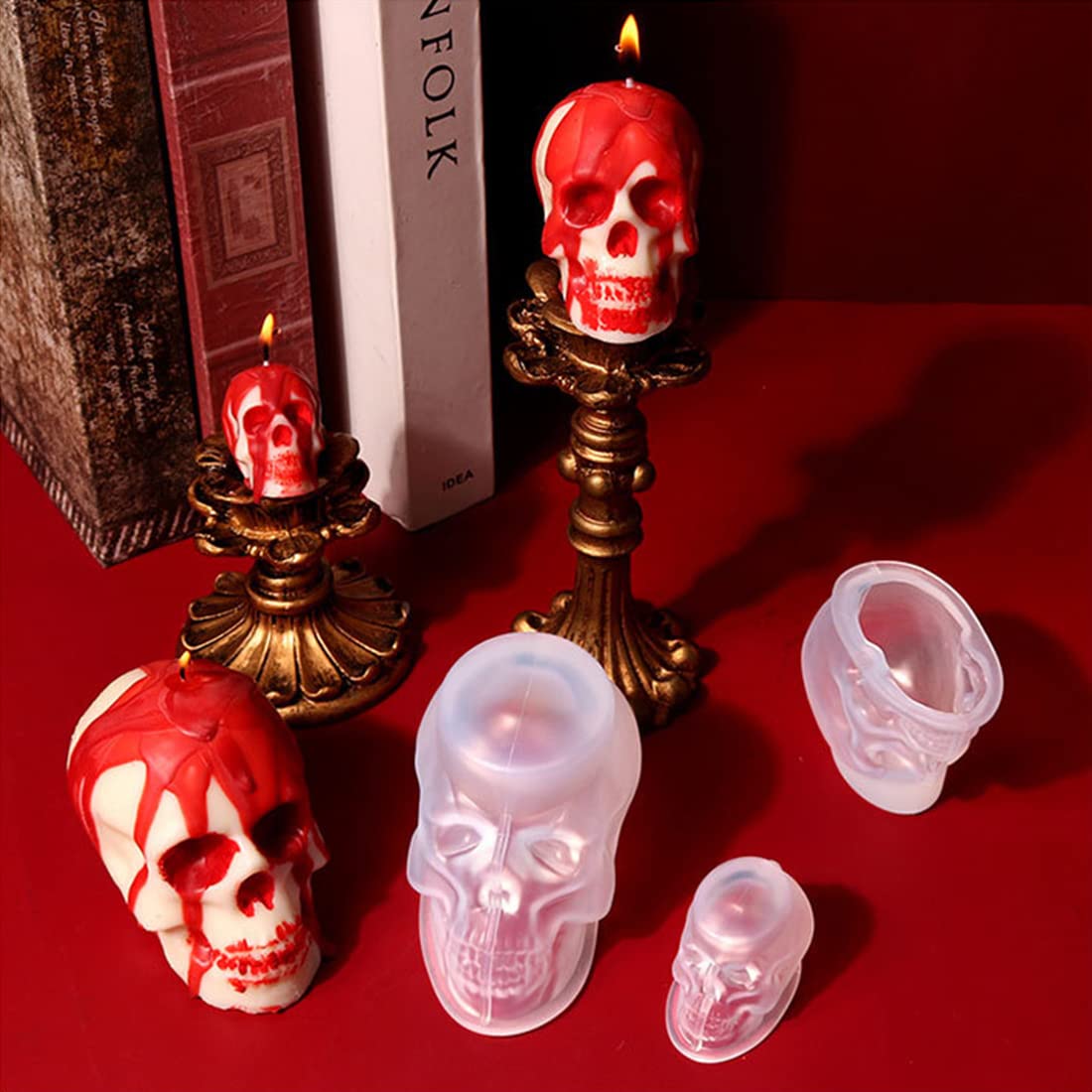 Moules En Silicone Crâne 3D - 3 Pièces Pour Résine, Bougies, Savon - DIY Halloween, Décoration Créative