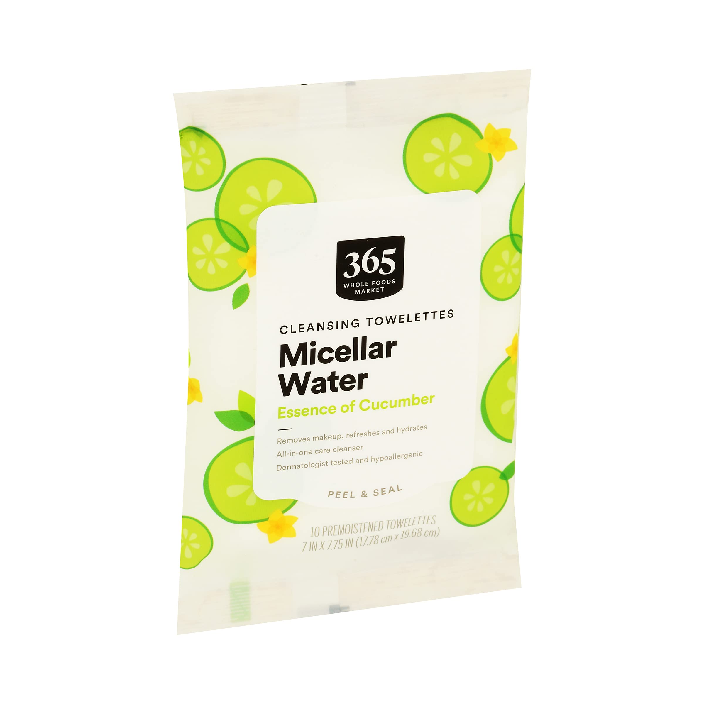 Micellar Water Cleansing Towelettes, Essence of Cucumber, 10 Count