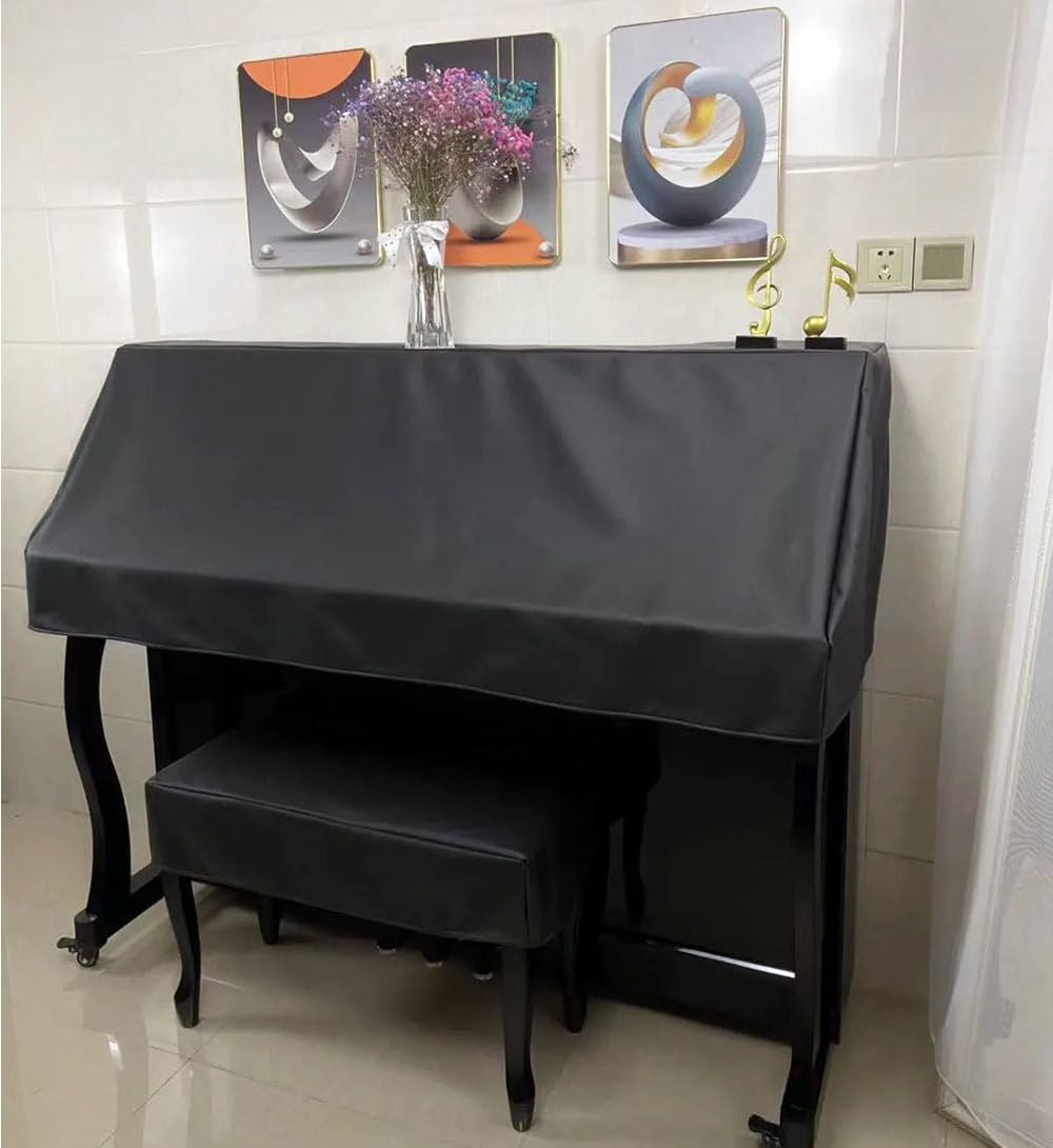 Vertikales Klavier Abdeckung 88 Tasten Piano Cover Klavier-staubschutz Keyboard Anti-staub Stoff Aufrecht Standard-klavier Zubehör Universelle Größe, Black