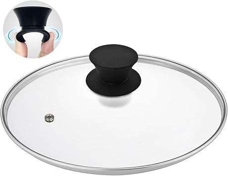 Glass Lid for Cast Iron Pan, Frying Pan, Skillet, Saute Pan, Tempered Glass Cover with Heat Resistant Handle Stainless Steel Rim, 12.5"/32cm