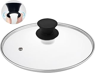 Glass Lid for Cast Iron Pan, Frying Pan, Skillet, Saute Pan, Tempered Glass Cover with Heat Resistant Handle (10.25 In, Stainless Steel Rim)