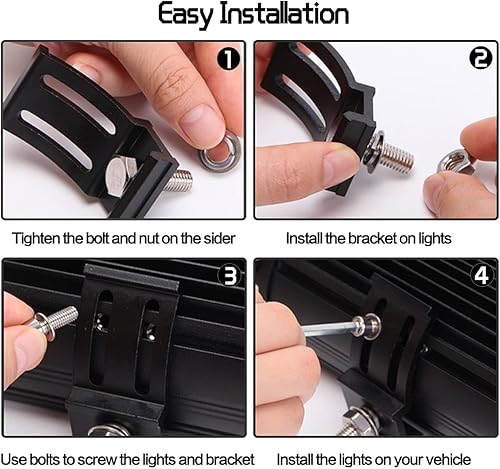 Miniatura 3 de Kit de soportes de montaje de barra de luz LED, 2 soportes de base deslizante montados en la parte inferior, ajustable, universal para vainas LED,