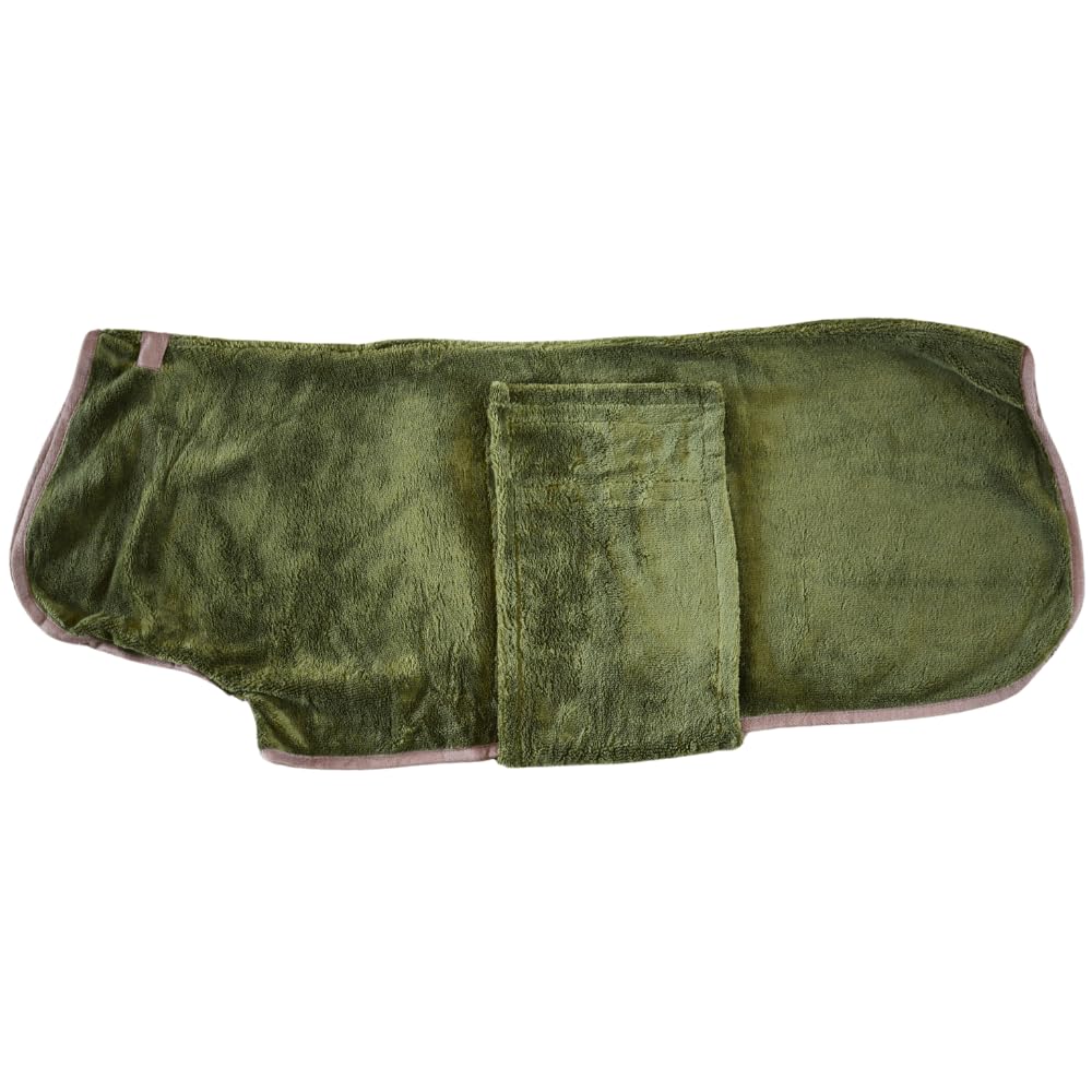 Henry Wag Refresh Dog Drying Coat - Medium 45 cm - 50% Bamboo, 50% GRS Recycled Polyester - Highly Absorbent, Quick Drying, Eco-Friendly Pet Glove Towel - Easy to Put On with Harness Slot