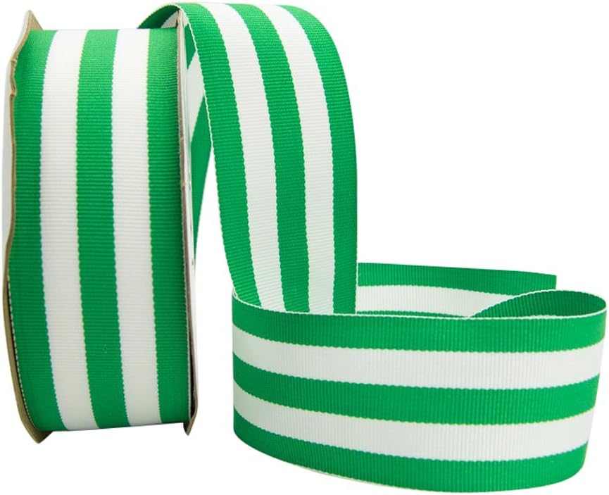 Grosgrain Mono Stripes 1-1/2 inch Emerald 5 yards 100% Polyester Ribbon