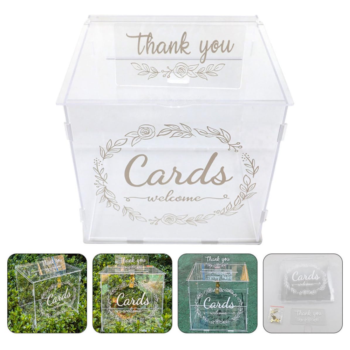 Große für Erinnerungen und Geldgeschenke mit Schloss für Acryl Kartenbox Elegante Hochzeitsbox für Karten und Geld Aufbewahrung bei Feierlichkeiten