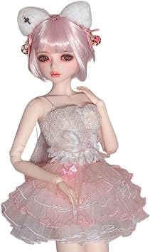 BJDDOLL 1/3 Hand-Painted Makeup BJD-Style Doll, 22.8 Inches 56cm Tall,Pink Princess Dress Style,Desk & Wall Decoration,for 15+ Only